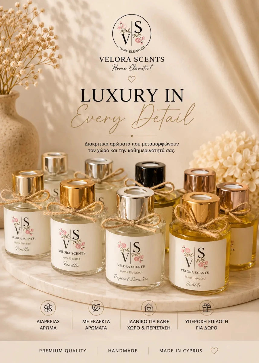 Luxury Reed Diffuser 50ml – Velora Scents Cyprus lifestyle
