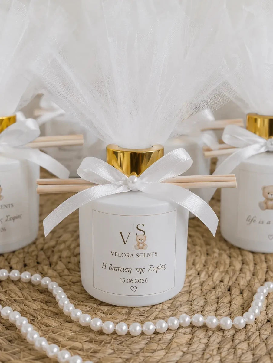 Αρωματικό χώρου μπομπονιέρα βάφτισης – Velora Scents gift