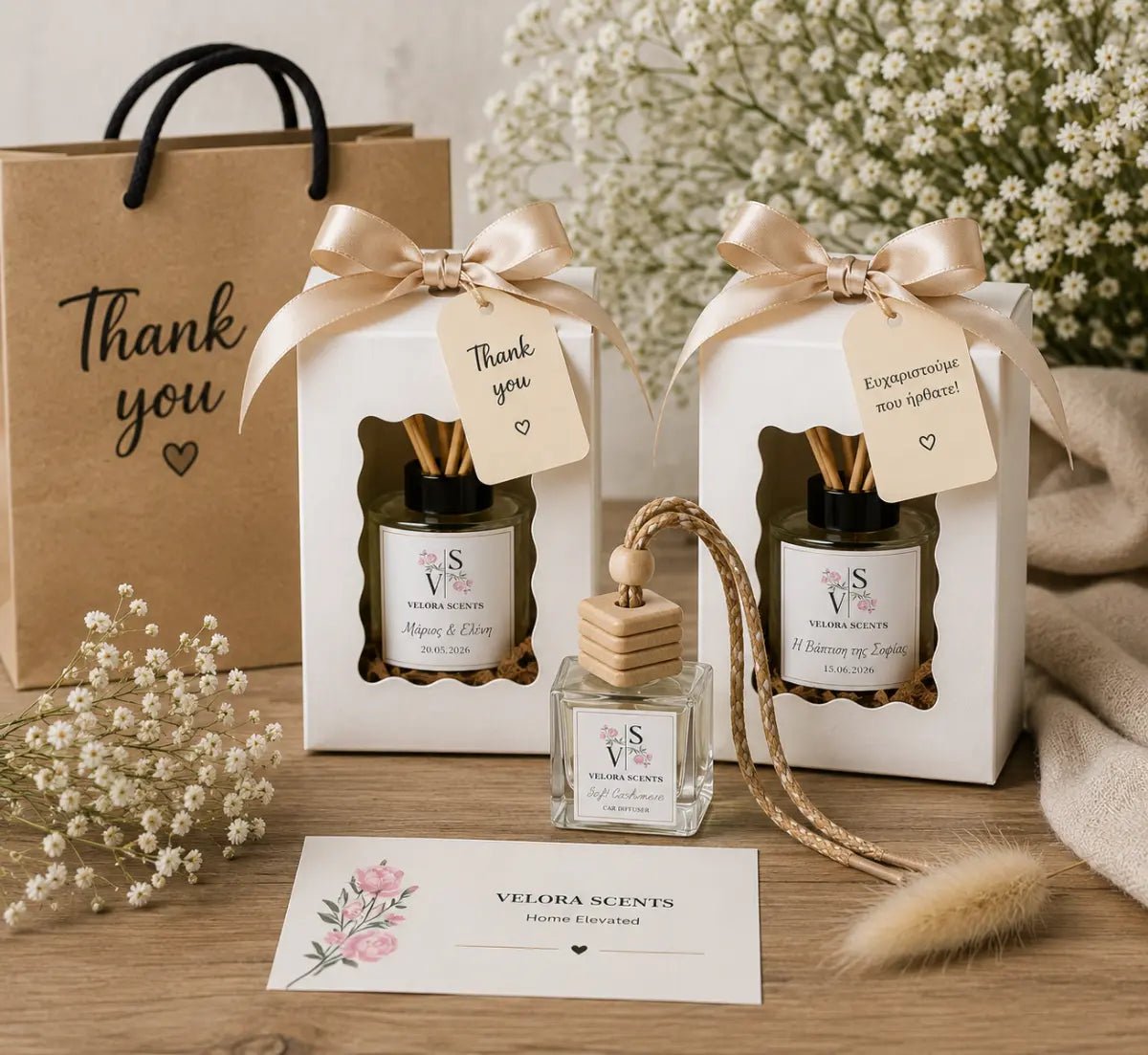 Αρωματικό χώρου μπομπονιέρα γάμου – Velora Scents elegant gift